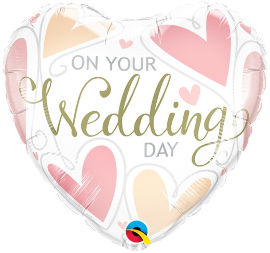 Qualatex בלון מיילר Q18 לב לבן ON YOUR WEDDIG DAY לבבות - יח 1 (ארוז)