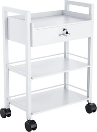 DSI Cosmetics עגלת קוסמטיקה 3 מדפי עץ ומגירת אחסון Cosmetics cart