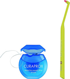 Curaprox סט קורפרוקס מברשת שיניים סינגל + חוט דנטלי בשעווה Curaprox CS 1006 Single + Curaprox DF 834 Waxed Dental Tape