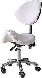 DSI Cosmetics כיסא אוכף לישיבה/ ליציבה נכונה ובריאה, נוחות מקסימאלית, לקוסמטיקאיות, למטפלים מקצועיים, קליניקות דגם פרימיום לבן Premium Model Saddle Chair