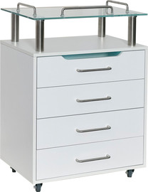 DSI Cosmetics עגלת חיטוי מקצועית עם 4 מגירות ומנורת UV מובנית ‎82×40×59 ס״מ Aesthetic Trolley with 4 Drawers and Glass Shelf