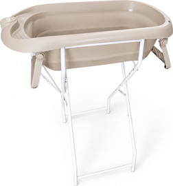 BABY Queenix אמבטיה סיליקון מתקפלת לתינוק עם מעמד גבוה - בז