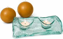 Decorado פמוט זכוכית כפול PAMELA אקווה
