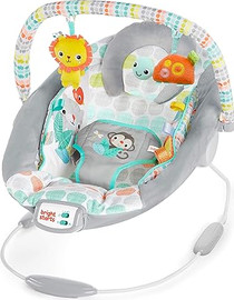 BRIGHT STARTS טרמפולינה מחבקת עד 9 קג דגם Comfortable Soothing Vibration Baby Bouncer Whimsical Wild