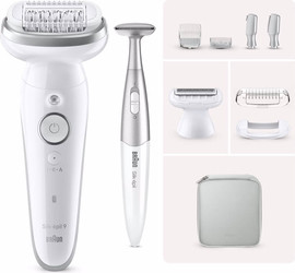 BRAUN סט מסיר שיער אפילטור כולל ראש גילוח ואביזרים ומיני טרימר Braun בראון Silk-épil Series 9 9-241