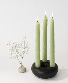 Decorado פמוט חרס 3 קנים שחור 5*11 ס"מ
