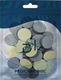 DSI Exclusive מדבקות ספוג לפוליש והחלקת כף הרגל לפדיקור 25 יחידות, לקוסמטיקאיות וסלוני יופי Ø 25 מ״מ Disposable files-sponges