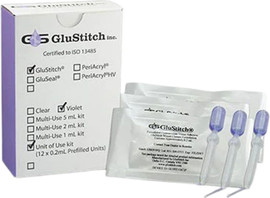 GluStitch דבק, תחבושת נוזלית דביקה לרקמות וגירויים קלים, עוצרת דימום קל, כוויות וחתכים קלים בעור 0.2מ"ל פיפטות 12יח GLUSEAL