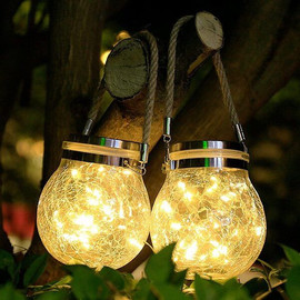Solarlight תאורה לגינה - תאורת גינה סולארית הכוללת זוג צנצנות סולאריות ו-30 לדים