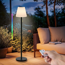 Solarlight מנורת חוץ עמידה למים - מנורת עמידה סולארית יוקרתית 1.5 מ' + שלט אלחוטי וחיבור USB