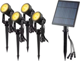 Solarlight תאורת חוץ - תאורת גינה | מארז רביעיית ספוטים סולאריים לגינה דגם עמית - צבע לבן חם