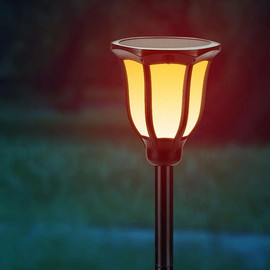 Solarlight תאורת חוץ סולארית - לפיד לד סולארי יוקרתי עיצוב וינטג' כפרי | תאורה סולארית לגינה - דגם עידו
