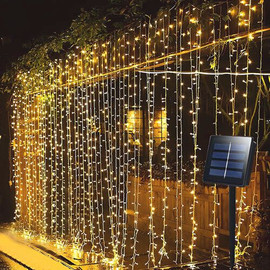 Solarlight תאורת חוץ סולארית - וילון לד סולארי 3x3 מ' עם שלט אלחוטי וחיבור USB