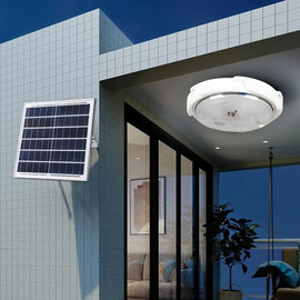 Solarlight תאורה סולארית צמודת תקרה - מנורה צמודת תקרה סולארית 3 גווני הארה 30 W + שלט אלחוטי