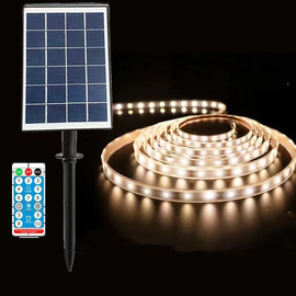 Solarlight שרשרת פס לדים - פס לד סולארי 15 מטר לבן חם כולל שלט אלחוטי וחיבור USB