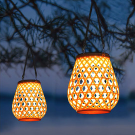 Solarlight תאורה סולארית - מנורת שולחן / מנורת תליה סולארית | עיצוב דמוי ראטן דגם טל