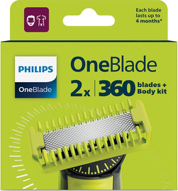 PHILIPS זוג סכיני גילוח למכשירי Philips OneBlade פיליפס blades + Body kit QP624/50