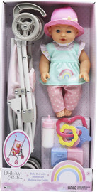 Gigo Toy בובה 12" עם עגלה מתקפלת