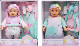 Gigo Toy בובת תינוק בגודל 16 אינץ' עם מנשא ושק שינה מבית Gigo Toy