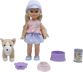 Gigo Toy בובת ילדה עם חיית מחמד בגודל 12 אינץ' מבית Gigo Toy