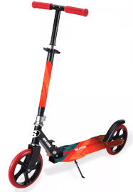 Skater קורקינט BIG WHEEL עד 100 ק"ג, מתקפל, רגלית וגלגלי 200 מ”מ - אדום