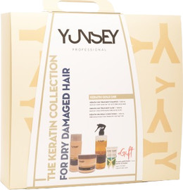Yunsey מארז טיפולי קראטין 24K לשיער יבש ופגום YUNSEY