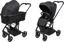 Sport Line עגלה לתינוק משולבת כולל אמבטיה וטיולון דגם Fold 2024 צבע הספורט ליין שלד-שחור-ריפוד-שחור-ידית-שחורה