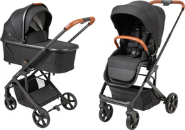 Sport Line עגלה לתינוק משולבת כולל אמבטיה וטיולון דגם Fold 2024 צבע הספורט ליין שלד-שחור-ריפוד-שחור-ידית-חומה