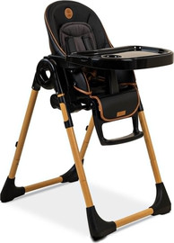 bebe כסא אוכל בעל ריפוד דמוי עור ושלד דמוי עץ דגם Woody צבע הכסא אוכל שחור-טבעי