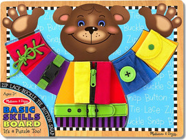 melissa and doug לוח דובי עשוי מעץ דגם Basic Skills Board