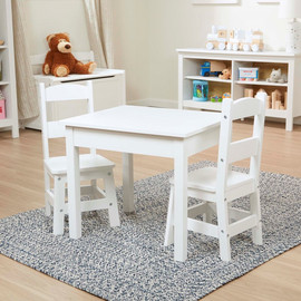 melissa and doug שולחן ו 2 כיסאות מעץ לאירוח ומשחק דגם Wooden Table & Chairs צבע לבן