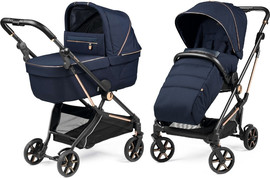 Peg Perego עגלת תינוק כולל אמבטיה וטיולון עם קיפול קומפקטי ואמבטיה מרווחת דגם Vivace צבע עגלת Vivac blue-shine