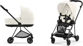 Cybex עגלת תינוק משולבת בצבעי פסטל עם שלד שחור מט דגם Mios 3