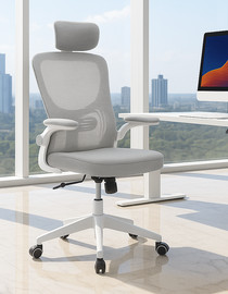 ARGOFLEX כסא מנהלים עם ידיות מתכווננות ומשענת ראש דגם XP-32 צבע אפור לבן