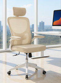 ARGOFLEX כסא מנהלים עם ידיות מתכווננות ומשענת ראש דגם XP-32 צבע חאקי לבן