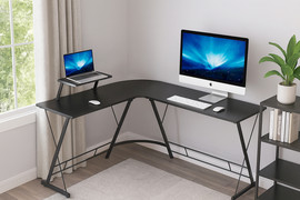 MY OFFICE עמדת מחשב פינתית רחבה דגם DYNAMIC צבע שחור