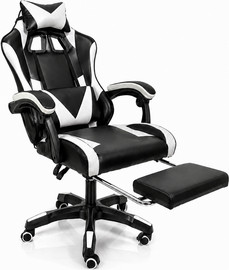 NINJA EXTREME כסא גיימרים עם הדום נשלף דגם PRO14 צבע שחור לבן