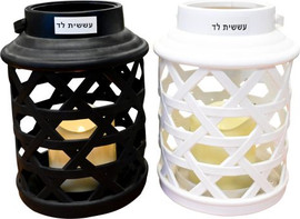 Fresco עששית מגן דוד עם נר לד שחורה. דגם B2295