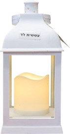Fresco עששית מרובעת עם נר לד שחורה/לבנה דגם B1090