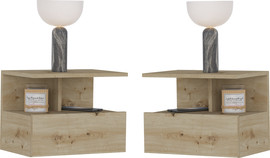 Tudo Design זוג שידות לילה צפות לתליה על קיר בגוון אלון דגם נסלי NESLI