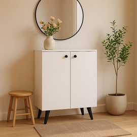 Tudo Design ארון נעליים 2 דלתות בגוון לבן דגם דולב מבית טודו דיזיין