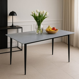 Tudo Design שולחן אוכל פלטת קרמיקה בגוון שיש אפור ורגלי מתכת 120/70 ס"מ דגם אורלנדו