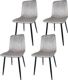 Tudo Design רביעיית כיסאות מרופדים בצבע אפור בהיר דגם ריברה