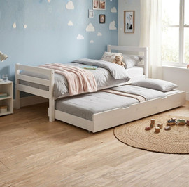 Tudo Design מיטת יחיד מעץ מלא כולל מיטת חבר נשלפת דגם רפאל