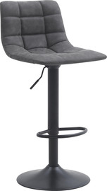 Tudo Design זוג כיסאות בר מעוצב דגם בלגיה – דמוי עור אפור, מתכוונן עם גב מרופד יוקרתי