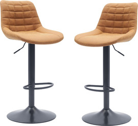 Tudo Design זוג כיסאות בר מתכווננים בריפוד דמוי עור גוון חום- חרדל בעיצוב מודרני דגם רומאו