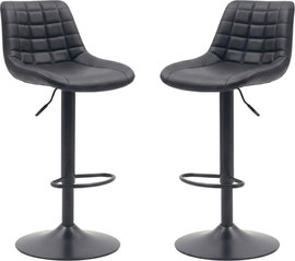 Tudo Design זוג כסאות בר מעוצבים דגם רומאו– מושב דמוי עור שחור