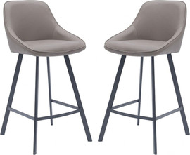 Tudo Design זוג כסאות בר מעוצבים דגם סטאר – מושב בד אפור
