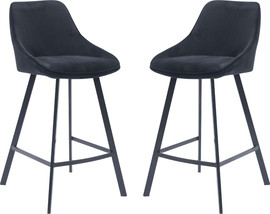 Tudo Design זוג כיסאות בר מעוצבים דגם סטאר מושב בד שחור