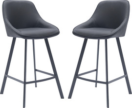 Tudo Design זוג כיסאות בר - מעוצבים דגם סטאר מושב דמוי עור שחור